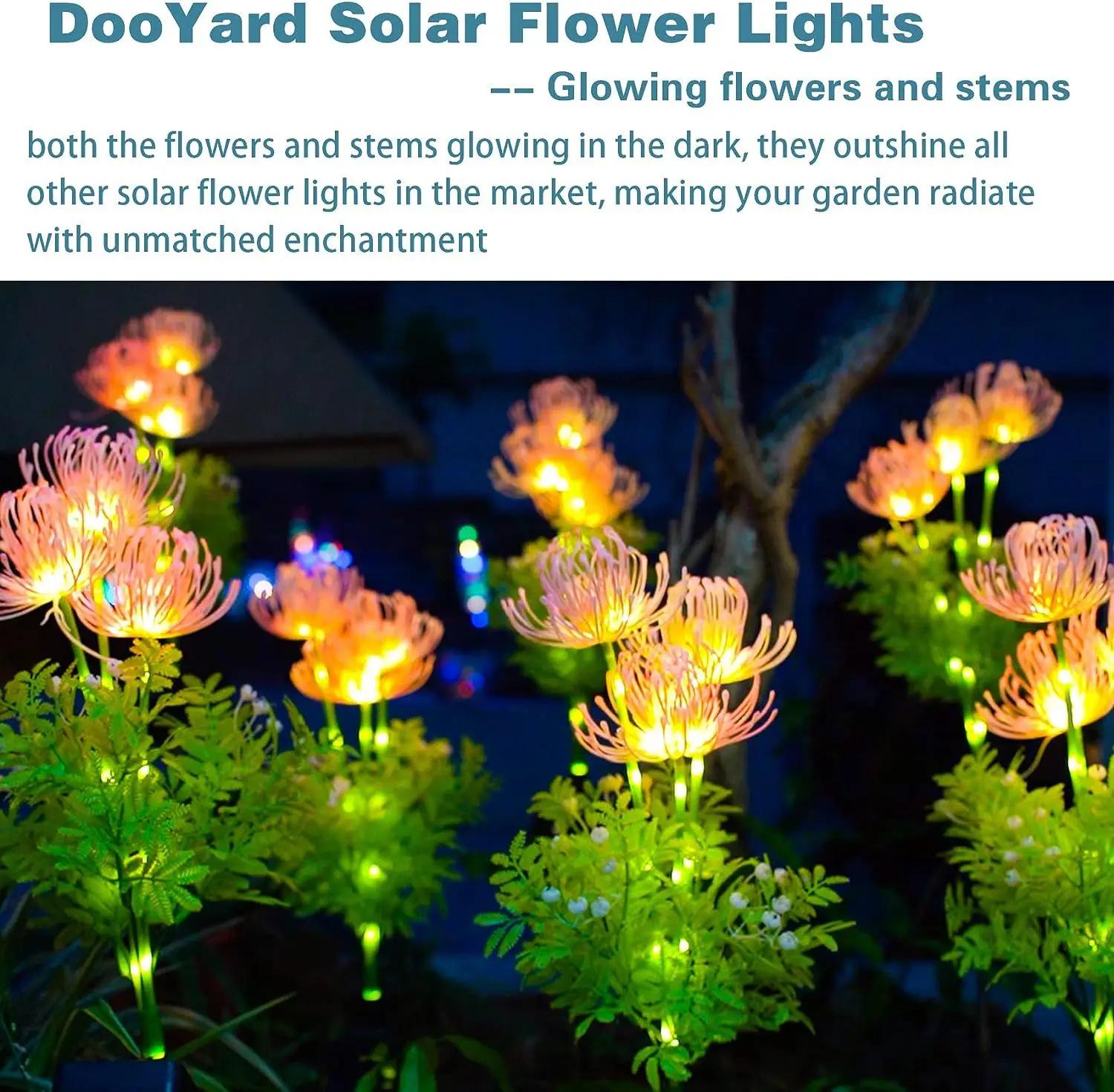 LED 태양 에너지 꽃 램프 시뮬레이션 꽃 야외 장식, 꽃 마당 조경 잔디 램프, 만주 샤 후아